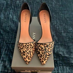 Leopard and Black D’Orsay Mid Heel Pumps